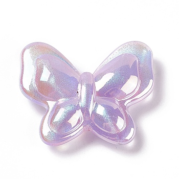 Opaque Acrylic Beads, with Glitter Powder, AB Color, Butterfly, Lilac, 27x32x8.5mm, Hole: 2mm
