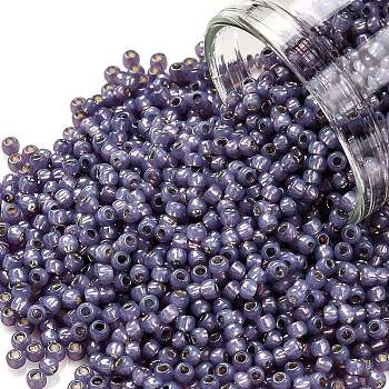 TOHO Round Seed Beads, Japanese Seed Beads, (2124) Silver Lined Milky Lavender, 11/0, 2.2mm, Hole: 0.8mm, about 1103pcs/10g