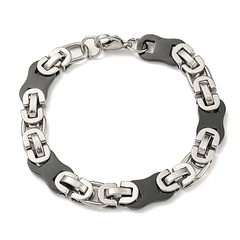 Two Tone 304 Stainless Steel Oval Link Chain Bracelet, Black, 8-5/8 inch(21.9cm), Wide: 10.5mm