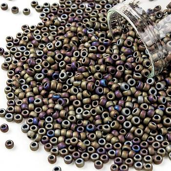 TOHO Round Seed Beads, Japanese Seed Beads, (614) Matte Color Iris Brown, 8/0, 3mm, Hole: 1mm, about 222pcs/10g