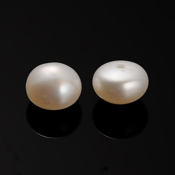 Natural Cultured Freshwater Pearl Beads, Half Drilled, Rondelle Bisque, 6.5~7x4mm, Hole: 0.7mm