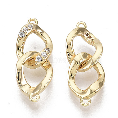 Real 18K Gold Plated Clear Others Brass+Cubic Zirconia Links