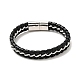 Leather & 304 Stainless Steel Braided Cord Bracelet with Magnetic Clasp for Men Women(BJEW-C021-21)-3