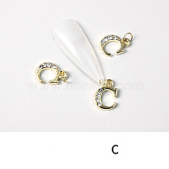Alloy Rhinestone Cabochons, Nail Art Decoration Accessories, with Jump Ring, Letter, Golden, Letter.C, 11~14x5~12mm(MRMJ-T056-93G-C)