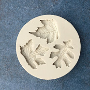 Autumn Theme Food Grade Silicone Vein Molds, Fondant Molds, For DIY Cake Decoration, Chocolate, Candy, UV Resin & Epoxy Resin Jewelry Making, Maple Leaf, Antique White, 92mm, Leaf: 40~45mm Inner Measure(DIY-I012-63)
