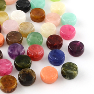 Flat Round Imitation Gemstone Acrylic Beads, Mixed Color, 14x7mm, Hole: 1.5mm, about 470pcs/500g(OACR-R050-M)