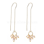 Brass Ear Threads, Stud Earring, with Natural Cultured Freshwater Pearl Beads, Golden, 79mm, Pin: 0.7mm(EJEW-JE04247)