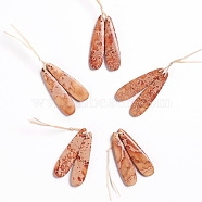 Natural Imperial Jasper Pendants, for Jewelry Making, Dyed, Teardrop, 45~45.5x12~12.5x4~4.5mm, Hole: 1mm(G-G827-03V)