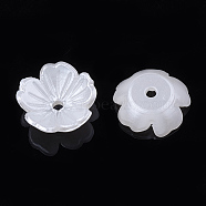5-Petal ABS Plastic Imitation Pearl Bead Caps, Flower, Creamy White, 10.5x11x3.5mm, Hole: 1.5mm(OACR-S020-27)