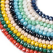 Electroplate Glass Beads Strands, Pearl Luster Plated, Faceted, Rondelle, Mixed Color, 8x6mm, Hole: 1mm, about 67~72pcs/strand, 9 colors(EGLA-X0007-01F-8mm)