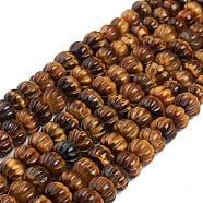 Natural Tiger Eye Graduated Beads Strands, Pumpkin, 7.5~13.5x5.5~10mm, Hole: 0.8~1.2mm, about 62pcs/strand, 17.72 inch(62cm)(G-L505-14)
