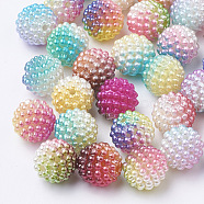 Imitation Pearl Acrylic Beads, Berry Beads, Combined Beads, Round, Mixed Color, 14.5x15mm, Hole: 1.5mm, about 200pcs/bag(OACR-T004-15mm-M)