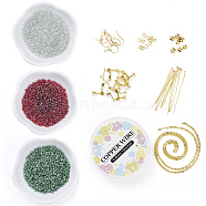 DIY Earring Making, with Glass Seed Beads, 304 Stainless Steel Bead Caps, Brass Jump Rings, Ball Head Pins, Earring Wire Hooks, Clip-on Earring Findings, Iron Cable Chains, Copper Wire, Mixed Color(DIY-JP0003-75G)