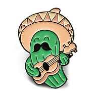 Cactus Player Enamel Pins, Black Alloy Brooches for Backpack Clothes, Black, 30x22x1.5mm(JEWB-Z008-02D)
