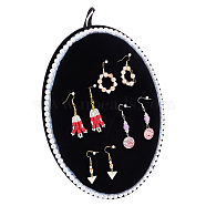 Oval Velvet Cover MDF Jewelry Display Stands, Wall Mounted Hanging Jewelry Organizer Holder Rack, with Plastic Imitation Pearls, for Necklaces, Rings, Earrings Storage, Black, 15.5x18.5x22cm, Fold: 28x18.5x3cm(ODIS-WH0025-104)