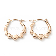 Ion Plating(IP) 304 Stainless Steel Heart Wrap Hoop Earrings for Women, Rose Gold, 20x18x3mm, Pin: 0.8mm(EJEW-G293-13RG)
