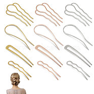 12Pcs 12 Styles Brass Hair Fork/Combs Findings, Hair Accessories for Women, Mixed Color, 75~106x14.5~44x1~2.5mm, 1pc/style(OHAR-CA0001-12)