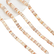 Natural Freshwater Shell Beads Strands, Disc/Flat Round, Heishi Beads, Shell Shards, Wheat, 7~8x0.5~2.5mm, Hole: 0.8mm, about 204pcs/Strand, 15.16 inch(38.5cm), 2strands/box(SHEL-NB0001-42)