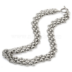 304 Stainless Steel Chain Necklaces, Mesh Chain, Stainless Steel Color, 16-1/4 inch(41.3cm)(NJEW-P298-01B-P)