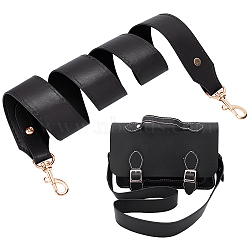 PU Leather Bag Straps, with Alloy Swivel Eye Bolt Snap Hooks, Golden, Black, 92x3.55cm(FIND-WH0418-23G-01)