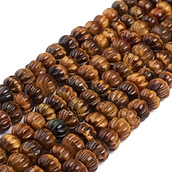 Natural Tiger Eye Graduated Beads Strands, Pumpkin, 7.5~13.5x5.5~10mm, Hole: 0.8~1.2mm, about 62pcs/strand, 17.72 inch(62cm)(G-L505-14)