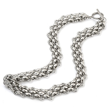 304 Stainless Steel Chain Necklaces, Mesh Chain, Stainless Steel Color, 16-1/4 inch(41.3cm)