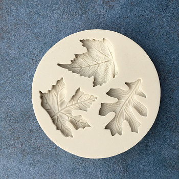 Autumn Theme Food Grade Silicone Vein Molds, Fondant Molds, For DIY Cake Decoration, Chocolate, Candy, UV Resin & Epoxy Resin Jewelry Making, Maple Leaf, Antique White, 92mm, Leaf: 40~45mm Inner Measure