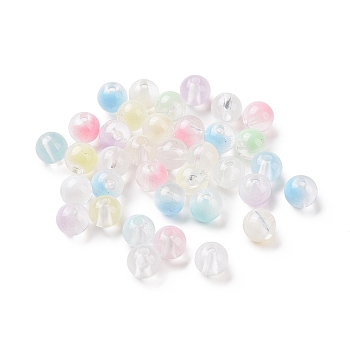 Transparent Spray Painted Acrylic Beads, Round, Mixed Color, 7.8mm, Hole: 1.7mm, about 1840pcs/500g