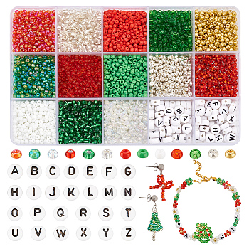 Elite DIY Beads Jewelry Making Finding Kit, Including 169g Round Seed & Acrylic Letter Beads, Mixed Color, 3~7x3~4