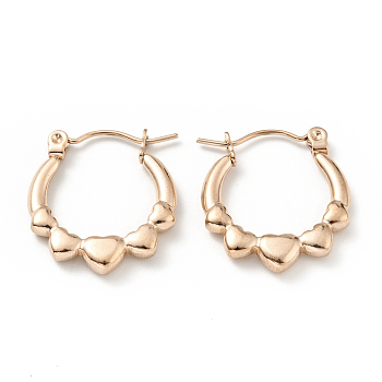 Ion Plating(IP) 304 Stainless Steel Heart Wrap Hoop Earrings for Women, Rose Gold, 20x18x3mm, Pin: 0.8mm