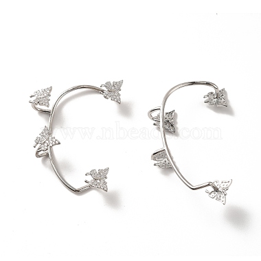 Clear Cubic Zirconia Butterfly Cuff Earrings(EJEW-K093-25P)-2