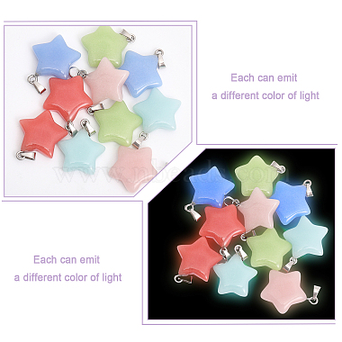 10pcs 5 colors Synthetic Luminous Stone Pendants(G-CA0001-68)-3