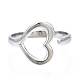 304 Stainless Steel Heart Open Cuff Ring(RJEW-N040-24)-2