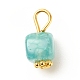 Natural Agate Cube Charms with Golden Tone Iron Loops(PALLOY-JF01586-30B)-2