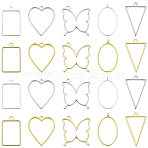20Pcs 10 Styles Rack Plating Alloy Open Back Bezel Pendants, For DIY UV Resin, Epoxy Resin, Pressed Flower Jewelry, Cadmium Free & Nickel Free & Lead Free, Mixed Shapes, Platinum & Golden, 33.5~39x21~32x3.5~3.7mm, Hole: 2.8~3mm, 2pcs/style(FIND-YW0008-72)