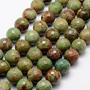 Natural Green Opal Beads Strands, Faceted, Round, 12mm, Hole: 1mm, about 32pcs/strand, 15.1 inch(G-K209-05A-12mm)