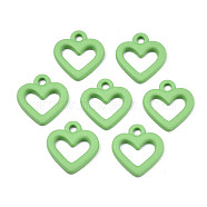 Spray Painted Alloy Charms, Cadmium Free & Lead Free, Heart, Lime, 13x12x2mm, Hole: 1.5mm(PALLOY-T075-120A-RS)