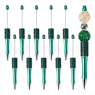 ABS Plastic Ball-Point Pen, Baking Paint Beadable Pen, for DIY Personalized Pen with Jewelry Bead, Green, 150x14mm(BT-TAC0003-05A)