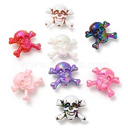 UV Plating Opaque Acrylic Beads, Iridescent, Skull, Mixed Color, 30x34x4mm, Hole: 2.7mm(X-SACR-L005-04)