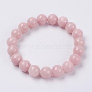 Natural Yellow Jade Beaded Stretch Bracelet, Dyed, Round, Lavender Blush, 2 inch(5cm), Beads:  6mm(BJEW-P209-02-6mm)