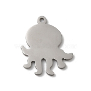 201 Stainless Steel Pendants, Laser Cut, Stainless Steel Color, Octopus, 16x13.5x1mm, Hole: 1.2mm(STAS-E206-04P-01)