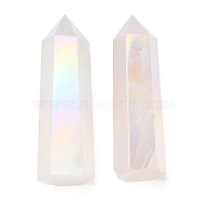 Point Tower Electroplate Natural Rose Quartz Home Display Decoration, Healing Stone Wands, for Reiki Chakra Meditation Therapy Decos, Hexagon Prism, 50~60mm(PW23030680855)