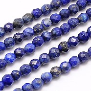 Natural Lapis Lazuli Beads Strands, Faceted, Round, 4mm, Hole: 0.7mm, about 90pcs/strand, 15.35 inch(G-G545-18)