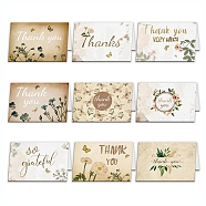 Thank You Theme Cards, for Birthday Thanksgiving Day, Rectangle with Mixed Plant Pattern, Mixed Color, 100x150mm, 9pcs/set(DIY-WH0205-006)
