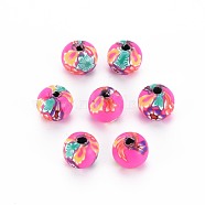 Handmade Polymer Clay Beads, for DIY Jewelry Crafts Supplies, Round, Medium Purple, 8~9x8mm, Hole: 1.8mm(CLAY-N008-055A-06)