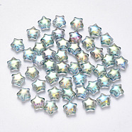 Transparent Spray Painted Glass Beads, AB Color Plated, Star, Clear AB, 8x8.5x4mm, Hole: 1mm(X-GLAA-R211-04-G01)