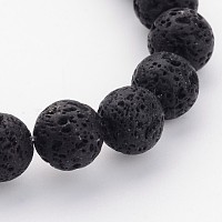 Natural Lava Rock Beads Strands, Black, Round, 8mm, Hole: 1mm, about 47pcs/strand, 15 inch
