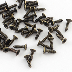 Iron Screws Findings, Antique Bronze, 8x4mm; pin: 2mm; about 2990pcs/500g(IFIN-R203-33AB)