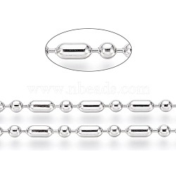 304 Stainless Steel Ball Chains, Stainless Steel Color, Column: 4.5x2.4mm, Ball: 2.4mm(CHS-L024-025D)
