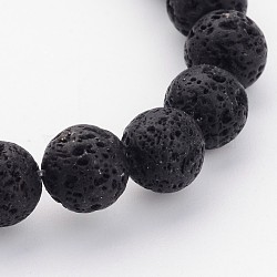 Natural Lava Rock Beads Strands, Black, Round, 8mm, Hole: 1mm, about 47pcs/strand, 15 inch(X-G434-1)